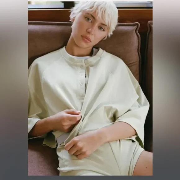 Zara Cream Crop Top oversized sz small - Picture 2 of 8